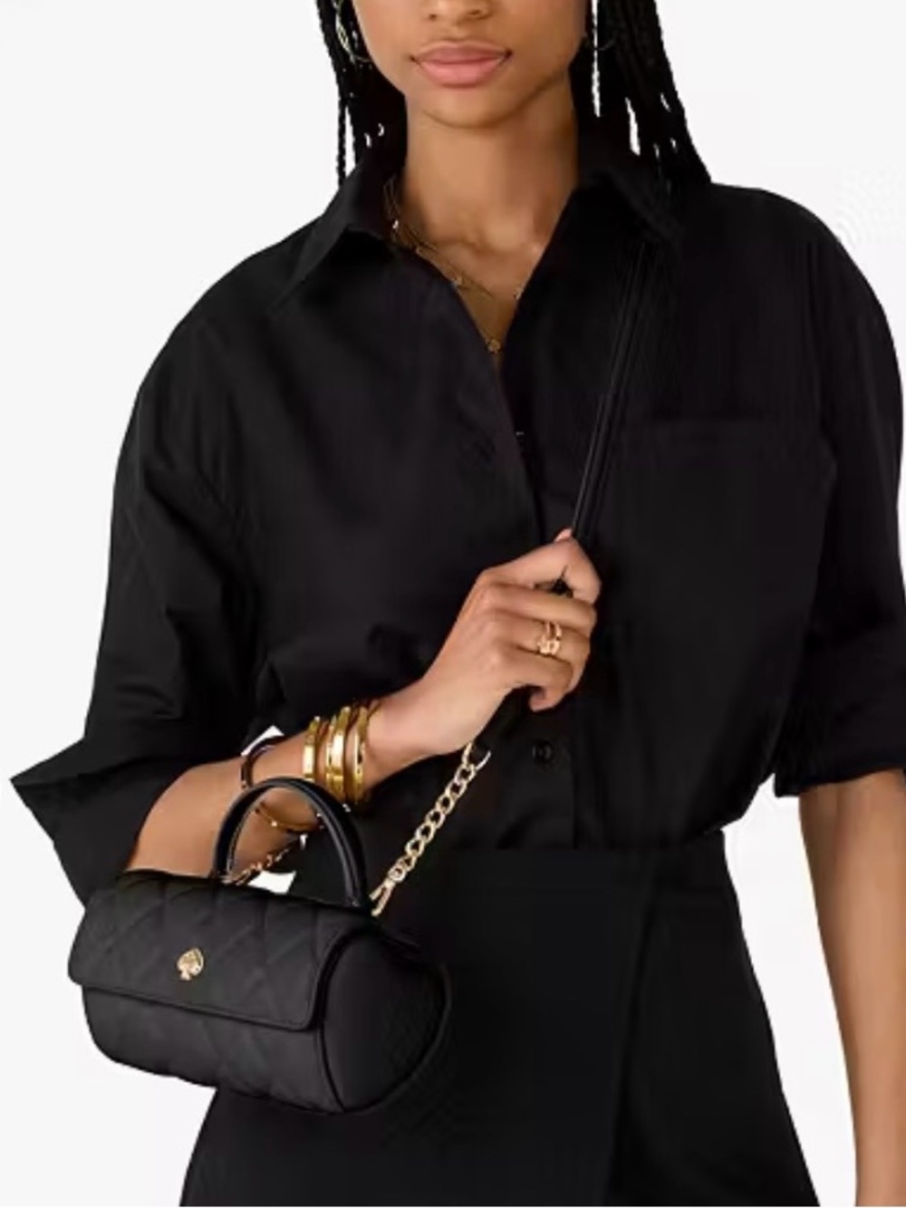 kate spade Heart Barrel Quilted Crossbody Black with Gold Hardware NWT - Picture 2 of 15